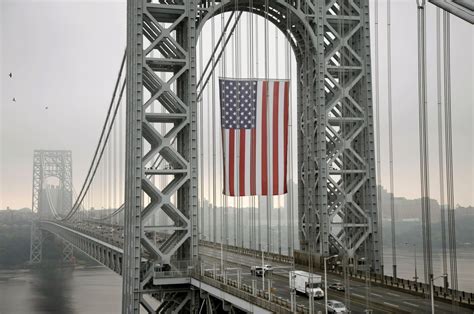 Worlds Largest Free Flying American Flag Hangs Over George Washington