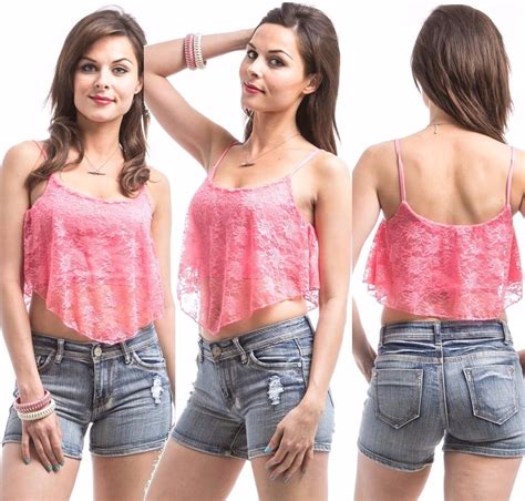 New Sexy Women Flowy Lace Crop Cropped Tank Top Sheer Bralette Bra Boho Chic S L Ebay