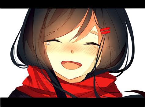 Smiling Blush Crying Closed Eyes Scarf Anime Girls Black