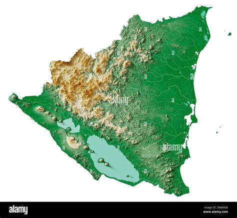 Nicaragua Representación 3d Altamente Detallada Del Mapa Sombreado De