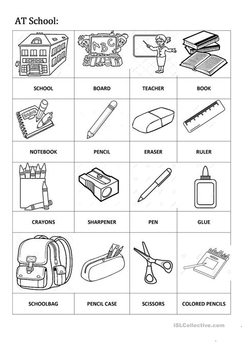 school vocabulary english esl worksheets  distance learning