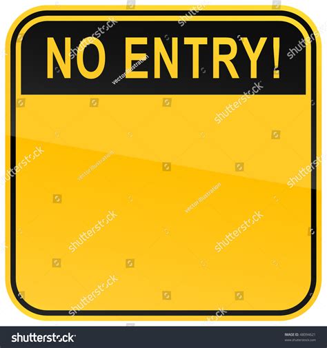 Yellow No Entry Blank Caution Sign On A White Royalty Free Stock