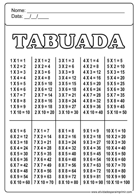 Tabuada De Adição Para Completar Ensino