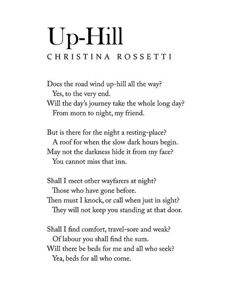 Up Hill Christina Rossetti Poem Literature Typography Print 2