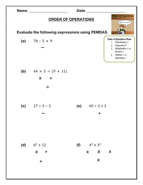 Worksheets Order Of Operations