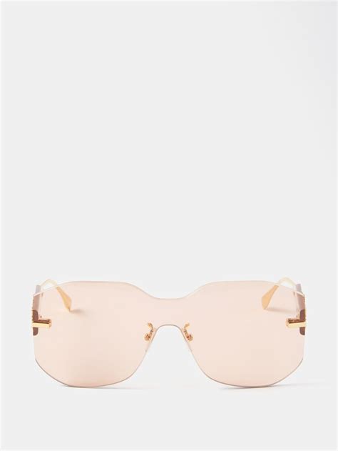 Gold Fendigraphy Oversized Rimless Acetate Sunglasses Fendi Eyewear Matchesfashion Us