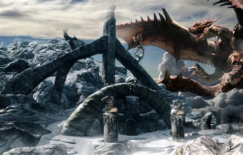 See a recent post on tumblr from @skyrim365 about skyrim wallpaper. Wallpaper Wallpaper, dragon, the game, peak, skyrim ...