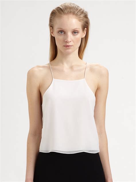 Lyst T By Alexander Wang Cropped Silk Chiffon Camisole In White