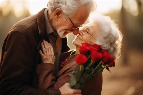 Premium Ai Image Embraced By The Warmth Of Their Enduring Love An Elderly Couple Shares A