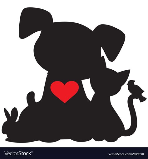 Puppy Kitten Silhouette Royalty Free Vector Image