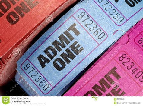 Rolls Of Admit One Movie Or Cinema Tickets Closeup Stock Image Image