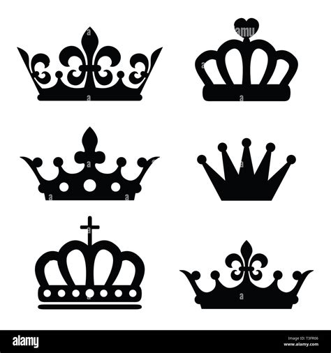 Crown Silueta Ilustración Vector Set Sobre Fondo Blanco Fotografía De