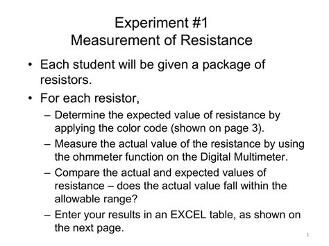 Experiment 1 Measurement Of Resistance Resistors