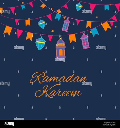 Ramadan Lanterns Garland Pattern Vector Arabic Lamps Background