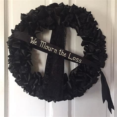 Wreath Pair Mourning Wreath Black Ribbon 18 Inch Sympathy In Etsy