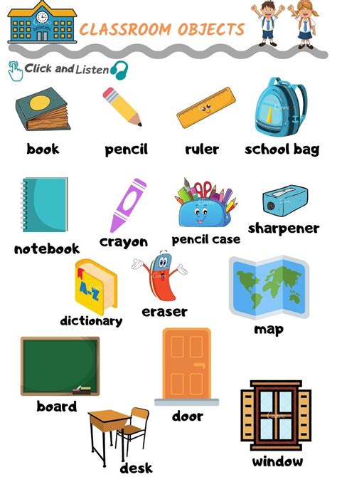 Actividad De Classroom Objects Para Grade 4