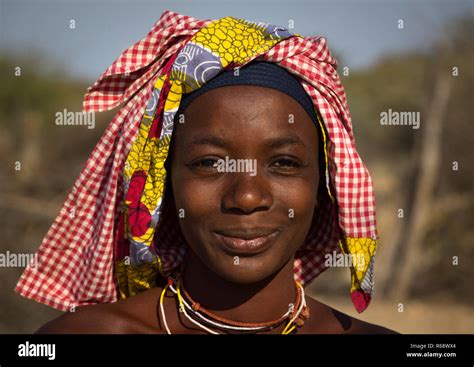 Portrait Of A Mucubal Tribe Woman Namibe Province Virei Angola Stock