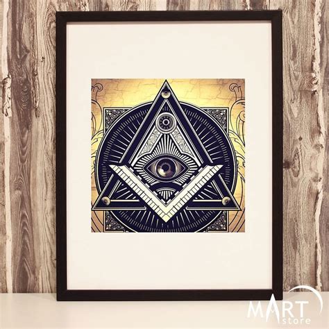 Masonic Poster Freemason Wall Art Decoration Square And Compass 4