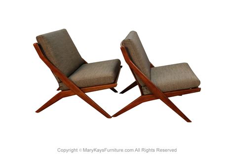 Mid Century Modern Folke Ohlsson Dux Scissor Lounge Chairs
