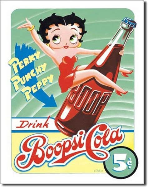 Betty Boop Drink Boopsie Cola Tin Sign Metal Poster Vintage Diner Soda