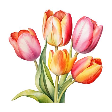 Tulipa Flores Aquarela Lápis Clipart Gerado Por Ai Png Tulipas Flor