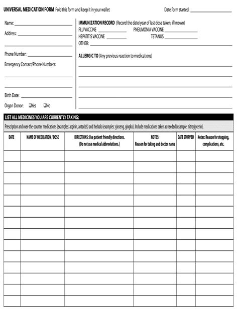 Free Printable Medication List Template For Your Need Vrogue Co