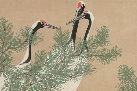 Cranes Tsuru Painting By Kamisaka Sekka Japanese