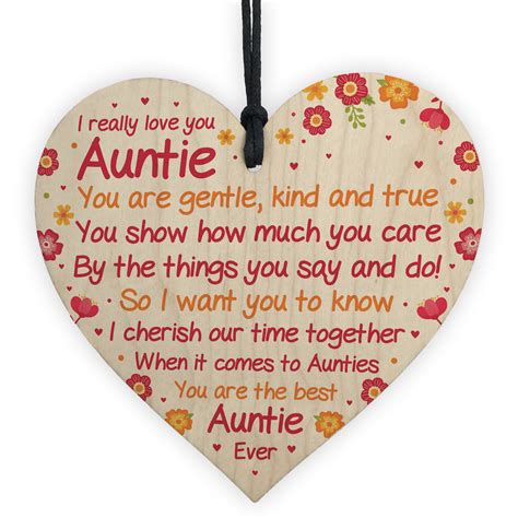 Auntie Poem Gifts Wood Heart Plaques Auntie Birthday Christmas Gift