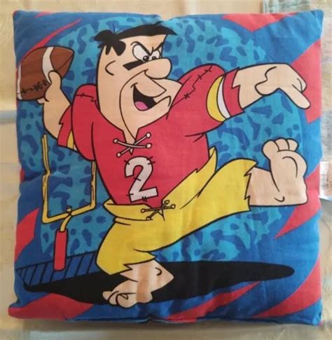 vintage flintstones pillow hanna barbera 1993 football fred barney rubble 16 16 95 picclick