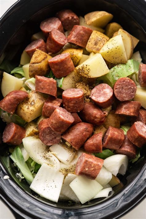 Slow Cooker Kielbasa And Cabbage Recipe Easy Crockpot Meal