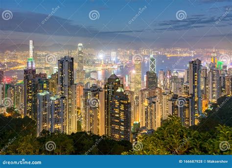 Hong Kong Cityscape Skyline At Sunset China Stock Photo Image Of