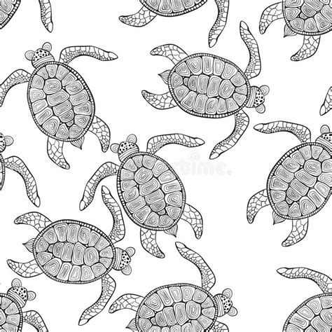 Vector Seamless Pattern With Turtles Stock Vector Illustration Of
