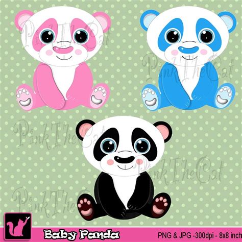 Cute Baby Panda Bear Digital Clipart Graphic Cardmaking