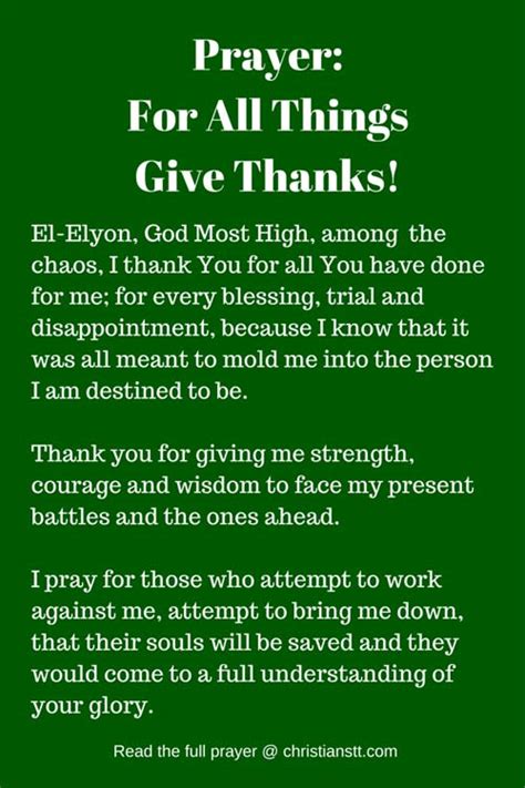 Prayer For All Things Give Thanks