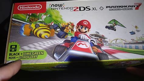 nintendo 2ds xl black and lime with mario kart 7 unboxing youtube