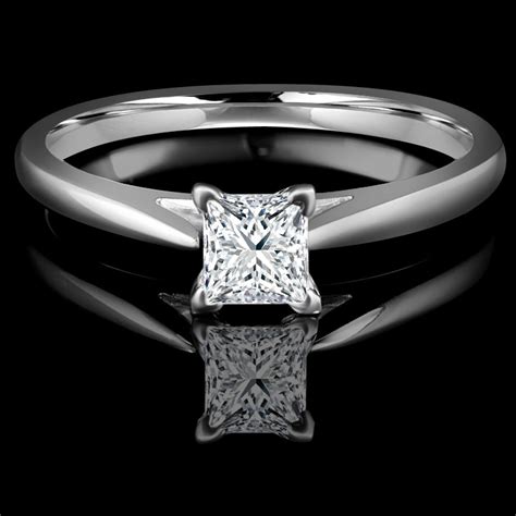 Princess Cut Diamond Solitaire Cathedral Set 4 Prong Engagement Ring In White Gold 356lp