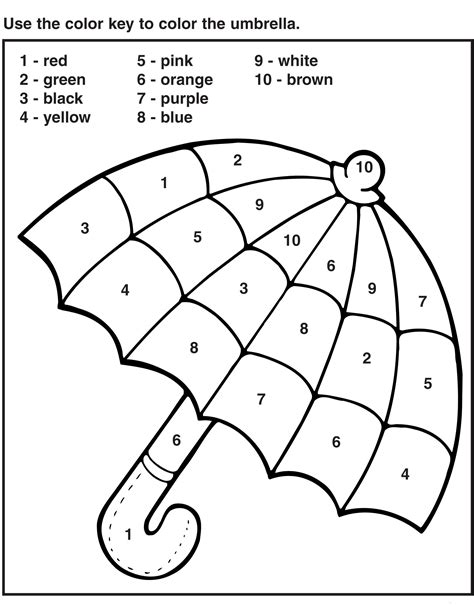 Number Coloring Sheets For Kindergarten