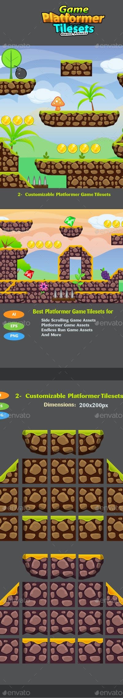 2d Game Platformer Tilesets 23 By Pasilan Graphicriver