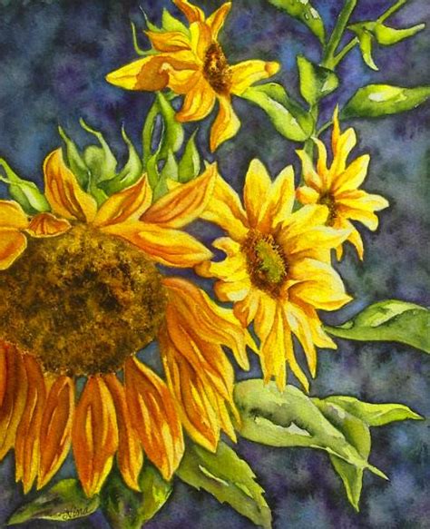 Fall Sunflowers Nina Major Watercolor Art And Silk Painting