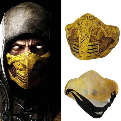 Takerlama Game For Mortal Kombat X Mask Cosplay Scorpion Halloween Adult Half Face Mask Party