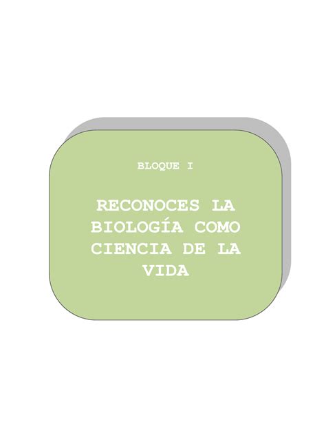 Bloque 1 Apuntes Bloque I Reconoces La BiologÍa Como Ciencia De La