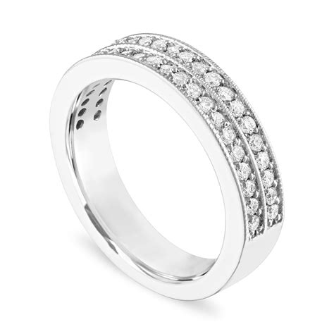 Diamond Wedding Ring 18k White Gold Half Eternity Diamonds Wedding