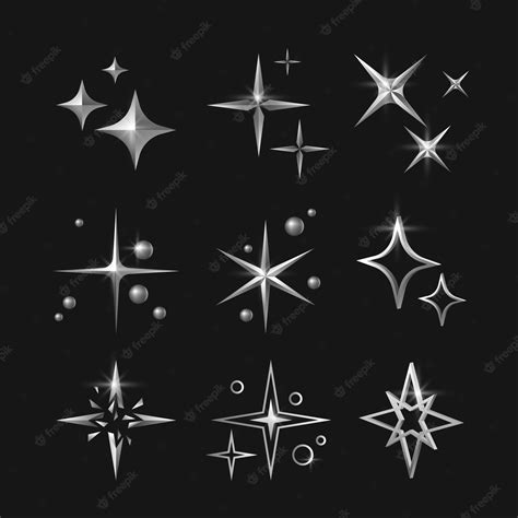 Premium Vector Realistic Silver Stars Element Collection