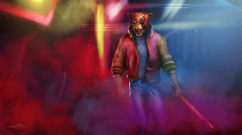 Man With Neon Tiger Synthwave Darkwave 4k Hd Vaporwave
