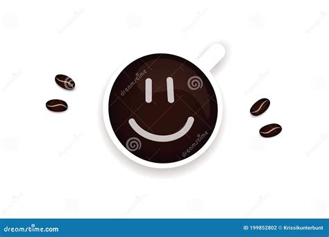 Happy Smiling Coffee Isolated On White Stock Vector Illustration Of