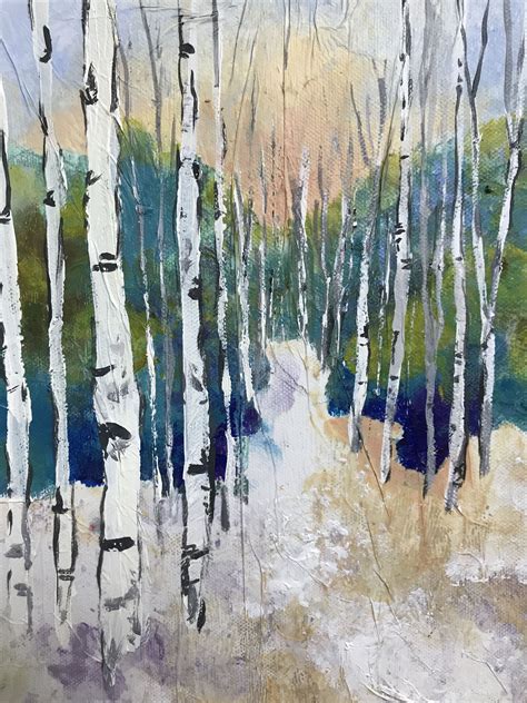 Birch In Winter Woods Abstract Yet Impressionistic Snow Landscape