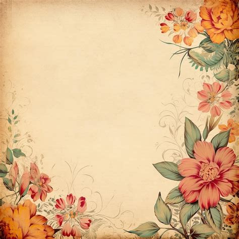 Premium Ai Image Grunge Floral Vintage Paper Background