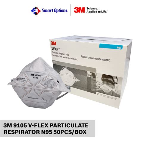3m 9105 Vflex Respirator 50pcsbox With Free 3m Nexcare Cooling Fever