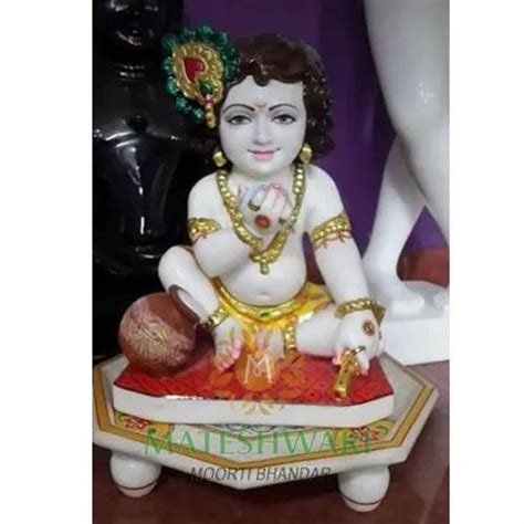 white hindu marble sitting krishna moorti for temple at rs 15000 in jaipur