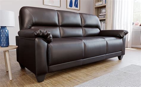 Kenton Small Brown Leather 3 Seater Sofa Furniture Choice